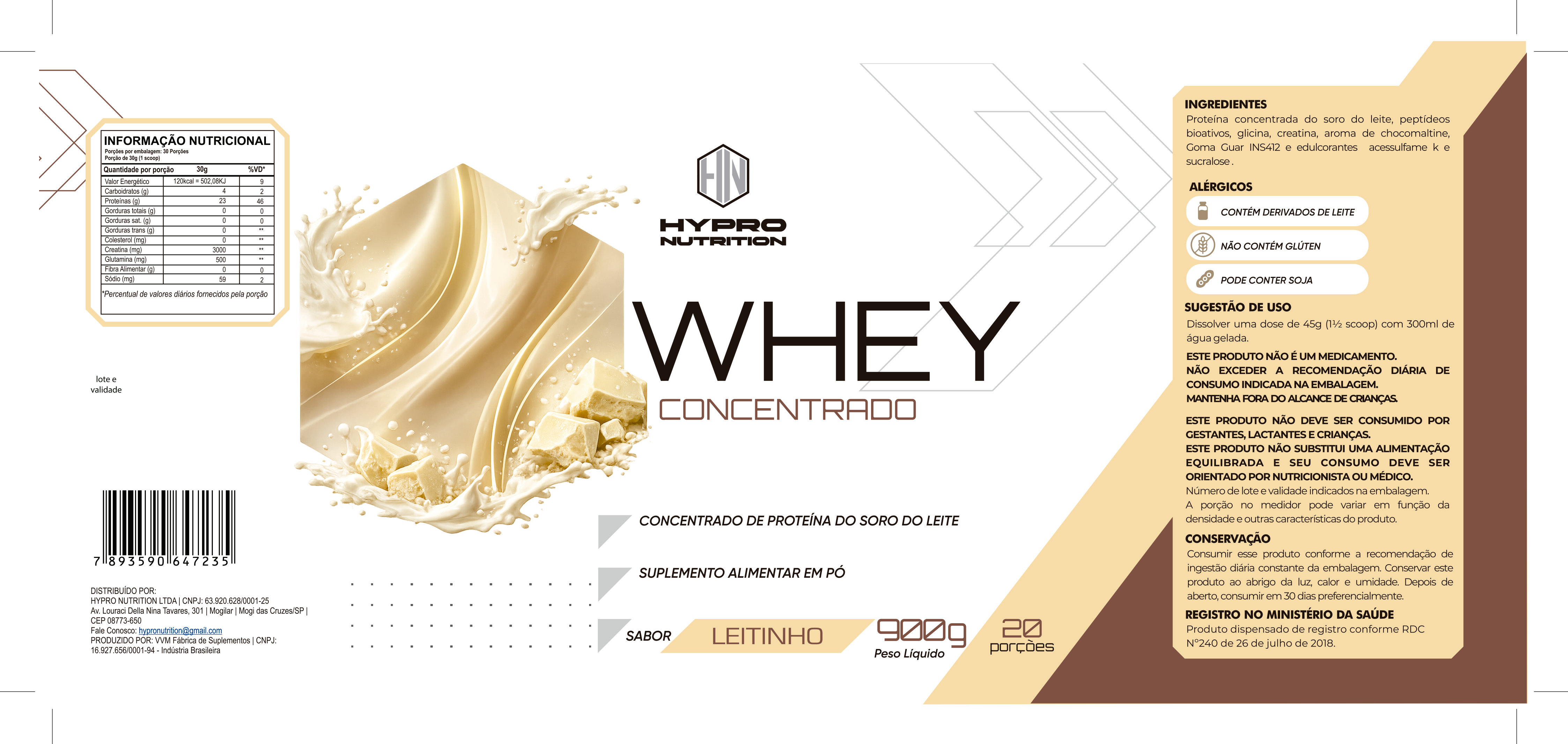 Whey Protein Concentrado HYPRO NUTRITION 900g