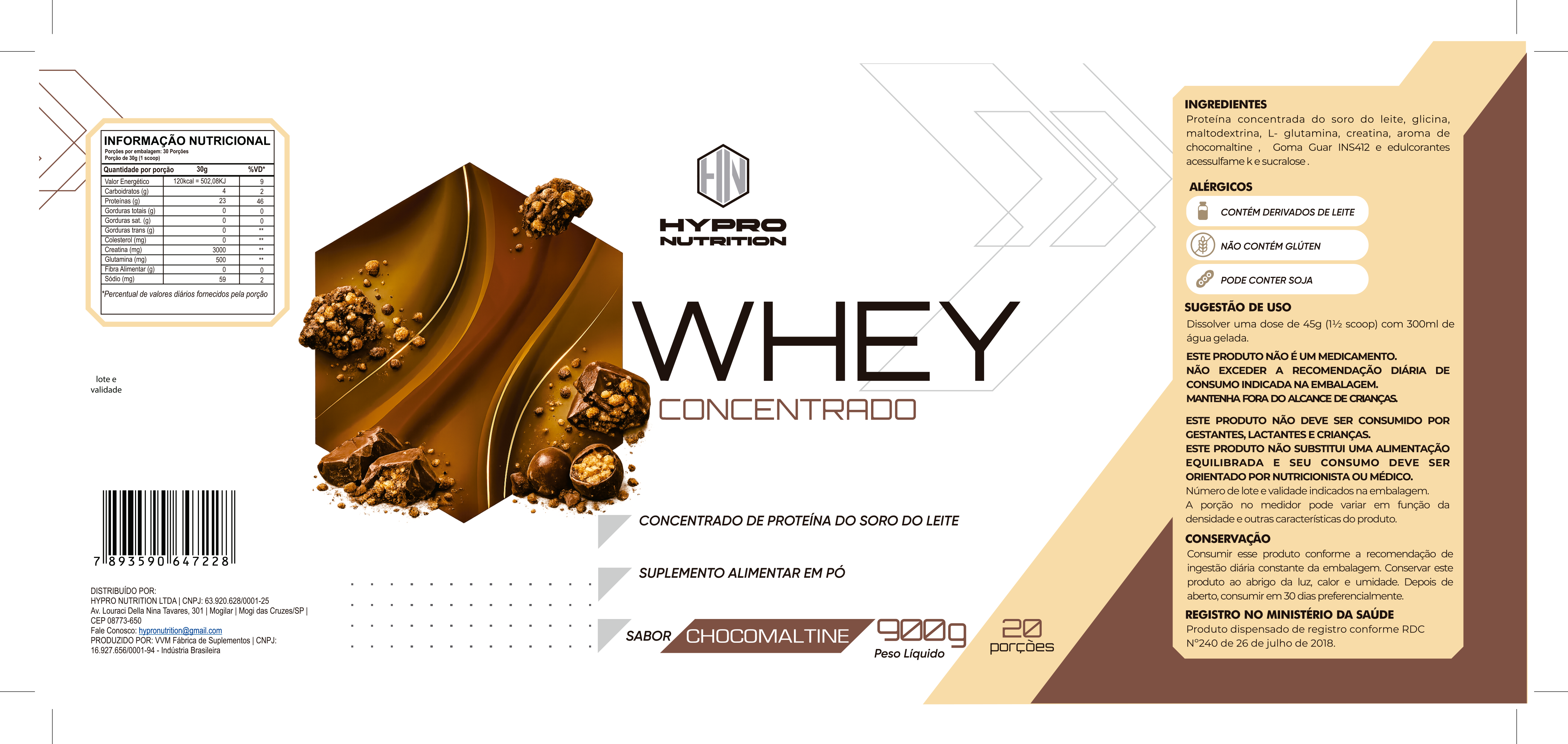 Whey Protein Concentrado HYPRO NUTRITION 900g